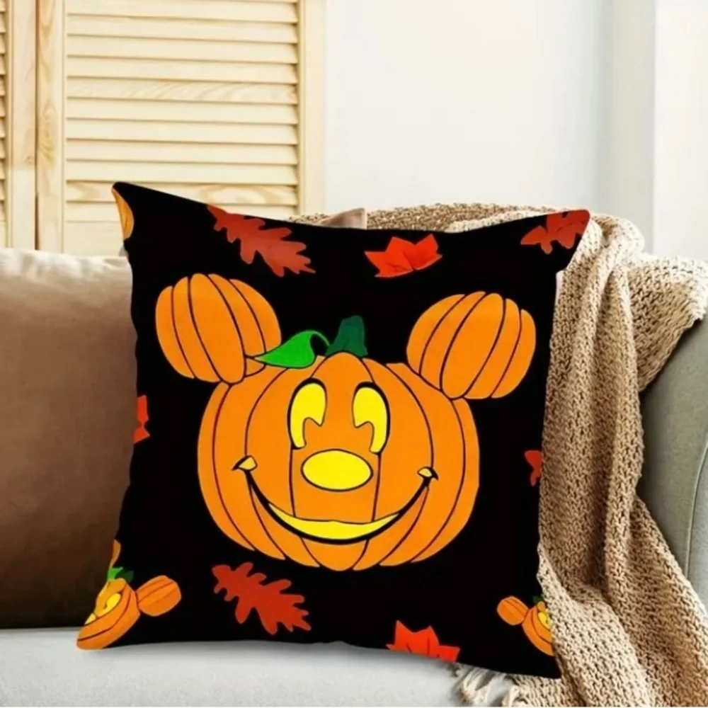Mickey Mouse Halloween Pumpkin Lantern Throw Pillow Covers- Set of 2 - Picture 4 of 6